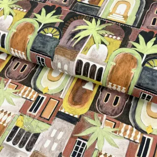 Tkanina dekoracyjna Tropical cottages brique digital print