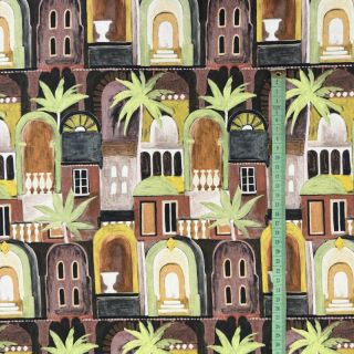 Tkanina dekoracyjna Tropical cottages brique digital print