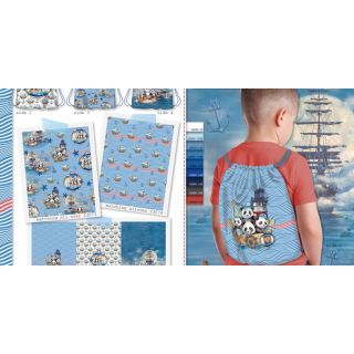 Tkanina dekoracyjna KIDS BACKPACK Sailor Panda PANEL
