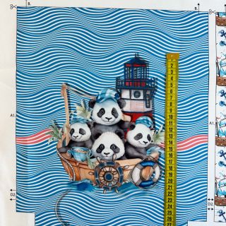 Tkanina dekoracyjna KIDS BACKPACK Sailor Panda PANEL