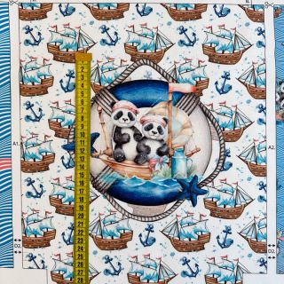 Tkanina dekoracyjna KIDS BACKPACK Sailor Panda PANEL