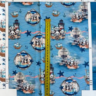 Tkanina dekoracyjna KIDS BACKPACK Sailor Panda PANEL