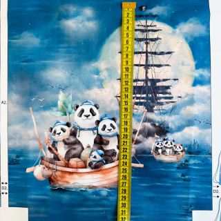 Tkanina dekoracyjna KIDS BACKPACK Sailor Panda PANEL