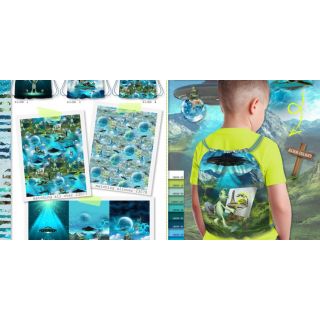 Tkanina dekoracyjna KIDS BACKPACK Alien my friend PANEL