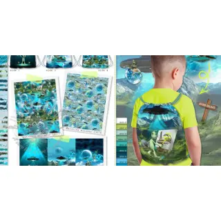 Tkanina dekoracyjna KIDS BACKPACK Alien my friend PANEL