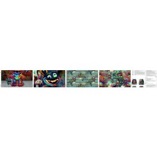 Tkanina dekoracyjna KIDS BACKPACK HipHop monster PANEL