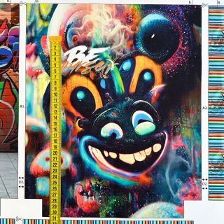 Tkanina dekoracyjna KIDS BACKPACK HipHop monster PANEL