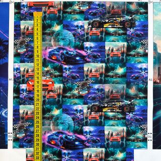 Tkanina dekoracyjna KIDS BACKPACK Awesome cars PANEL