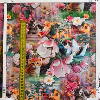 Tkanina dekoracyjna KIDS BACKPACK Cutie Kitty PANEL