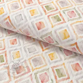 Muślin double gauze Geo watercolour mauve digital print