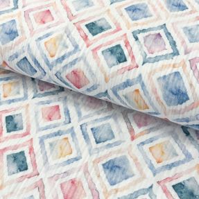 Muślin double gauze Geo watercolour blue digital print
