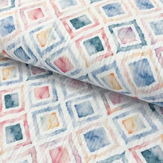 Muślin double gauze Geo watercolour blue digital print