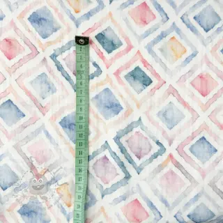 Muślin double gauze Geo watercolour blue digital print