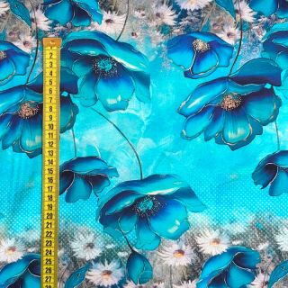 Dzianina Blue love digital print