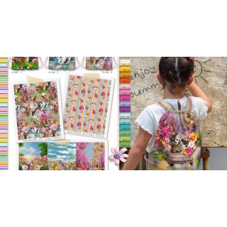 Tkanina dekoracyjna KIDS BACKPACK Cutie Kitty PANEL