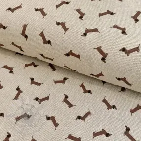 Tkanina dekoracyjna Linenlook LITTLE DACHSHUND DOG
