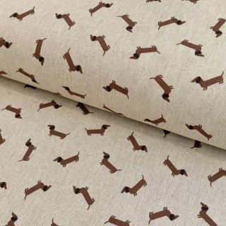 Tkanina dekoracyjna Linenlook LITTLE DACHSHUND DOG