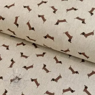 Tkanina dekoracyjna Linenlook LITTLE DACHSHUND DOG