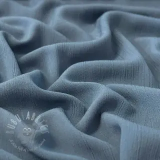 Tkanina wiskozowa z lnem CRINCLE blue shadow