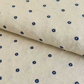Tkanina wiskozowa z lnem Embroidery square indigo