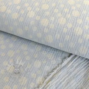 Muślin double gauze JACQUARD Dots light blue