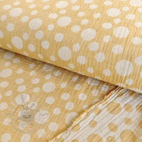 Muślin double gauze JACQUARD Dots dark yellow