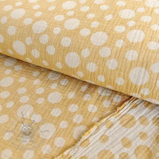 Muślin double gauze JACQUARD Dots dark yellow