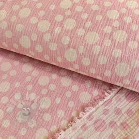 Muślin double gauze JACQUARD Dots pink