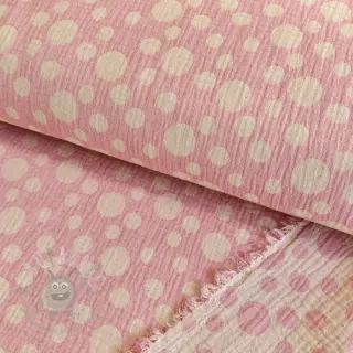 Muślin double gauze JACQUARD Dots pink