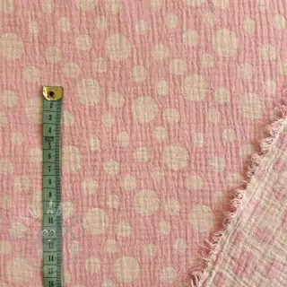 Muślin double gauze JACQUARD Dots pink