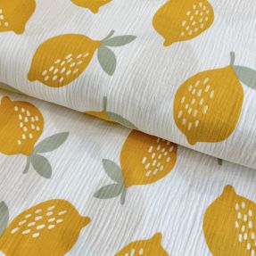 Muślin double gauze Lemons white