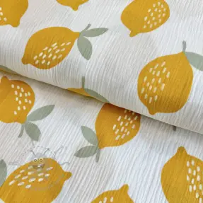 Muślin double gauze Lemons white