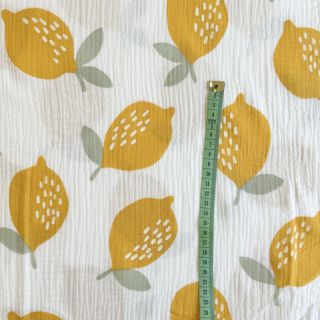 Muślin double gauze Lemons white