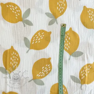 Muślin double gauze Lemons white