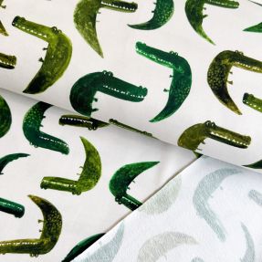 Dzianina dresowa Crocodile off white digital print