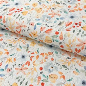 Ľan s bavlnou Pretty florals deisgn D digital print