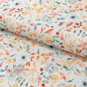 Len z bawelną Pretty florals design D digital print