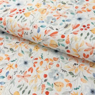 Len z bawelną Pretty florals design D digital print