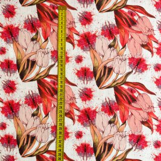 Tkanina wiskozowa z lnem Tulips digital print
