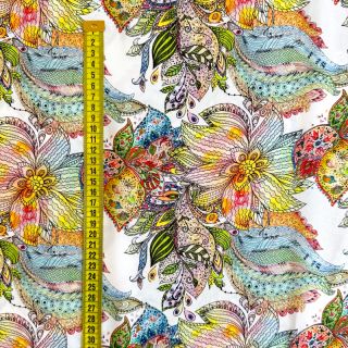 Wiskoza RAYON POPLIN Fantasy floral design A digital print