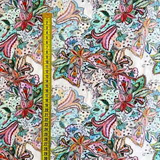 Wiskoza RAYON POPLIN Fantasy floral design D digital print