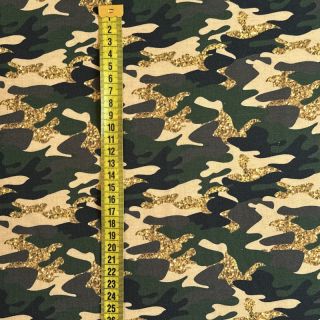 Dzianina Shimmering camouflage brown digital print