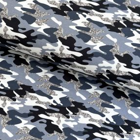 Dzianina Shimmering camouflage blue digital print
