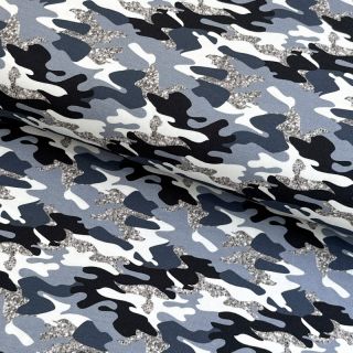 Dzianina Shimmering camouflage blue digital print