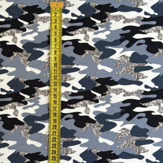 Dzianina Shimmering camouflage blue digital print