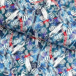 Dzianina Fossils blue digital print