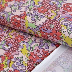 Dzianina dresowa Abstract flowers pink digital print