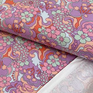 Dzianina dresowa Abstract flowers purple digital print