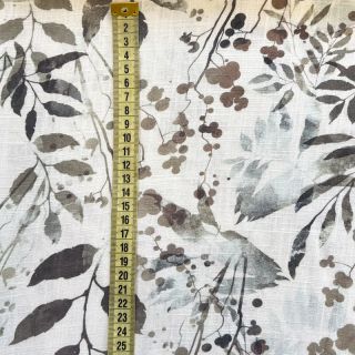 Wiskoza z lnem RAMIE Leaves design A digital print