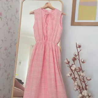Muślin double gauze Double sided CHECKS MINI old rose